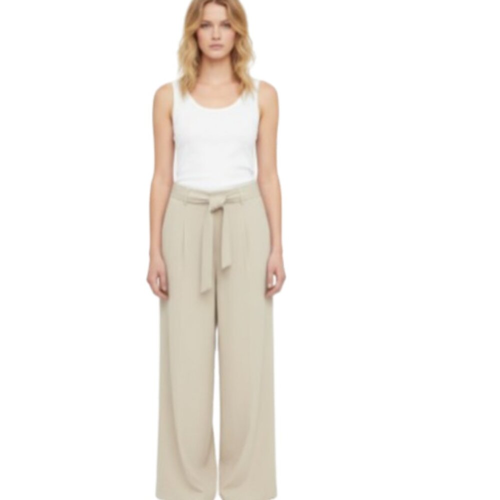 Chapter One Soft Flowy Tie Waist Wide Leg Pants